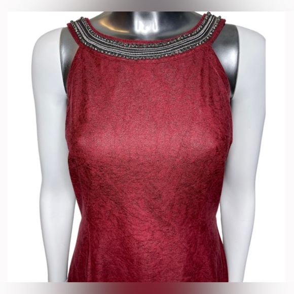 Guess Halter Red Mini Dress with Jewels and Mesh Back - Picture 10 of 12